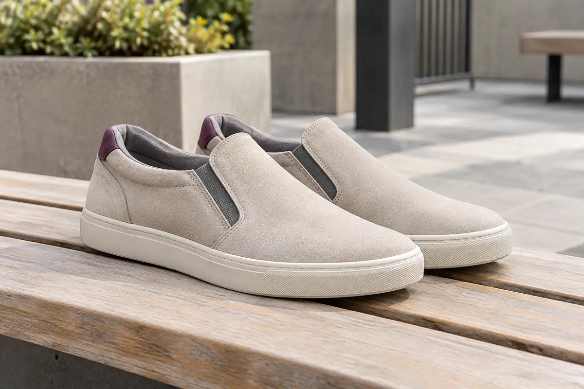 Baskets slip-on de ville montrant leur ouverture sans lacets
