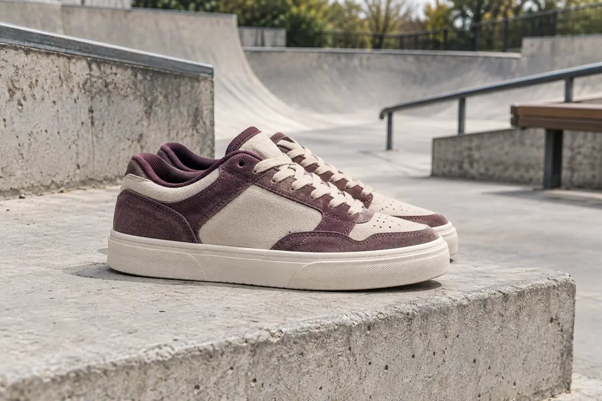 Baskets de skate cupsole avec semelle moulée visibles de profil