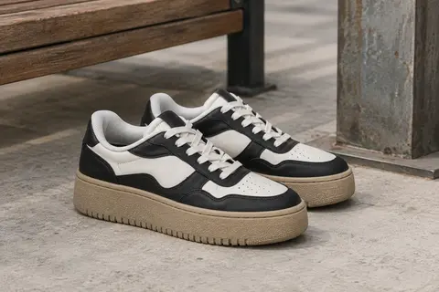 Baskets Lucky Step à plateforme chunky, avec tige à empiècements et semelle gomme texturée