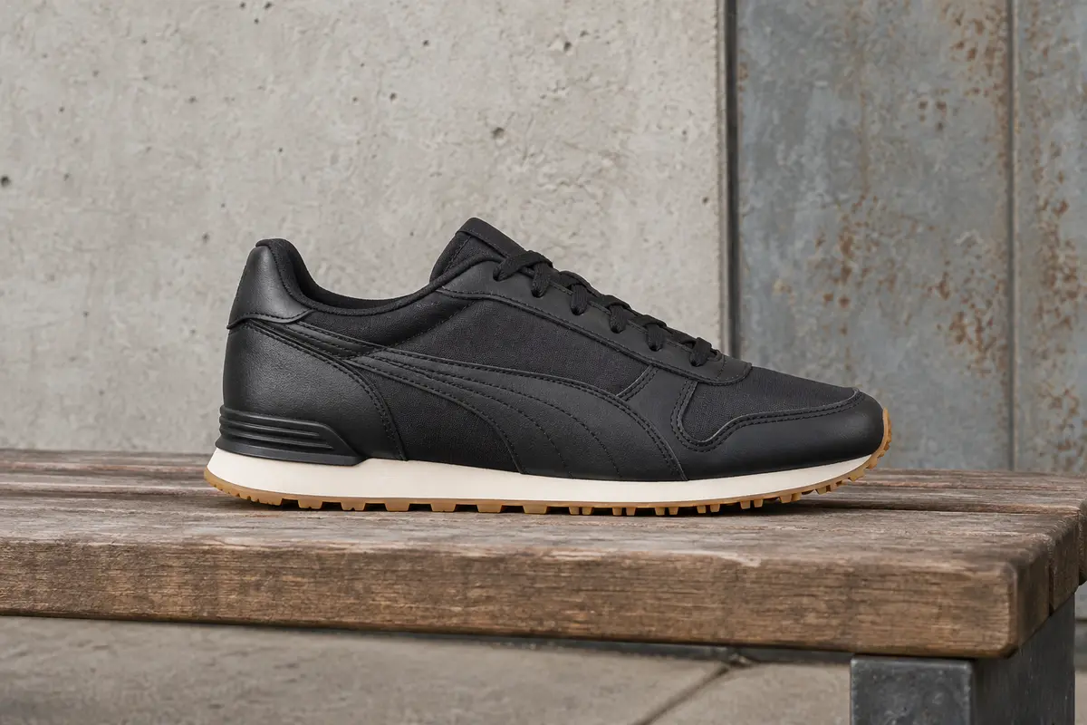 Basket basse Puma ST Runner V3 L noire, avec lacets et semelle extérieure ton gomme